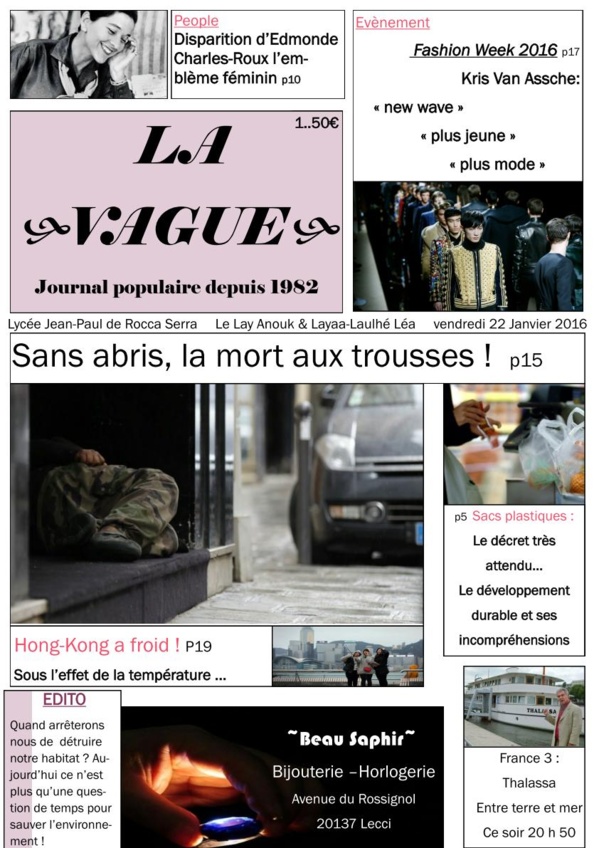 " Faites la Une !" la palmarès de la 8ème Edition " Faites la Une !" la palmarès de la 8ème Edition