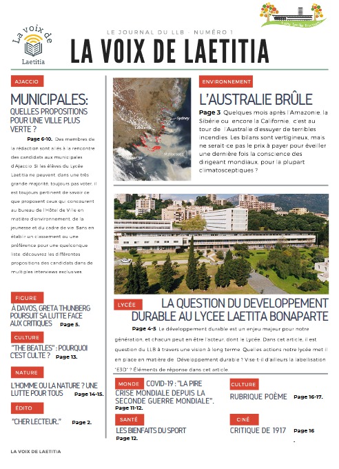 Un Nouveau journal au Lycée laetitia Bonaparte