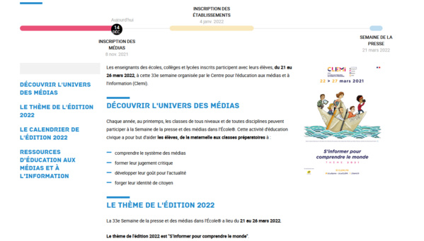 SEMAINE DE LA PRESSE ET DES MEDIAS DANS L'ECOLE® 2022 SEMAINE DE LA PRESSE ET DES MEDIAS DANS L'ECOLE® 2022