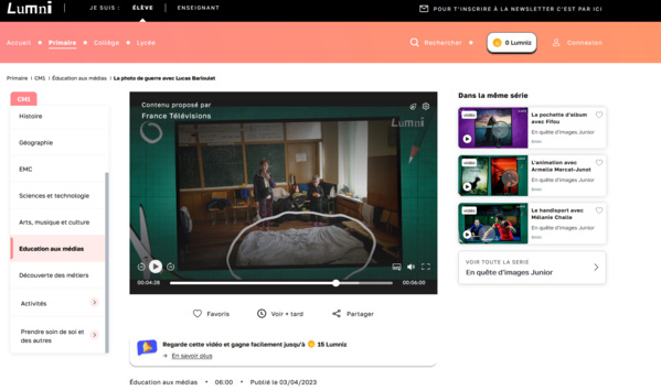 "En quête d'images junior", nouveau programme de Lumni "En quête d'images junior", nouveau programme de Lumni